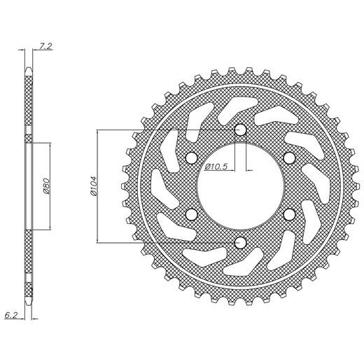 OCELOVÁ ROZETA PRO SEKUNDÁRNÍ ŘETĚZY TYPU 525, SUNSTAR (40 ZUBŮ)