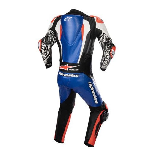 JEDNODÍLNÁ KOMBINÉZA RACING ABSOLUTE 2, TECH-AIR KOMPATIBILNÍ, ALPINESTARS (METALICKÁ MODRÁ/ČERNÁ/BÍLÁ/ČERVENÁ FLUO) 2024