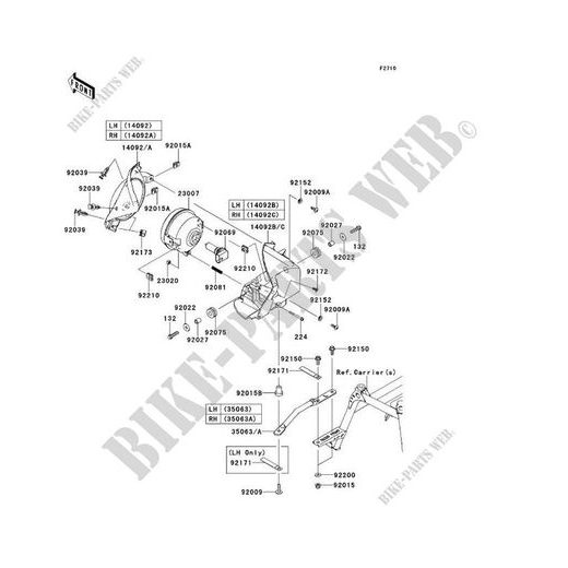 KRYT SVĚTLOMETU KAWASAKI COVER,RR HEAD LAMP,LH(140920192) PRAVÝ