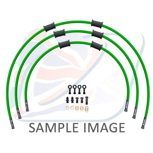 STANDARD HADICE PŘEDNÍ BRZDY SADA VENHILL POWERHOSEPLUS SUZ-7002FB-GR (3 HADICE V SADĚ) ZELENÉ HADICE, ČERNÉ KONCOVKY