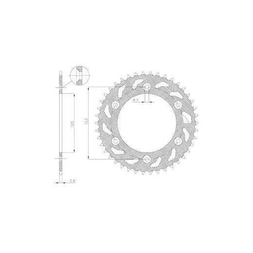 OCELOVÁ ROZETA PRO SEKUNDÁRNÍ ŘETĚZY TYPU 520, SUNSTAR (49 ZUBŮ)