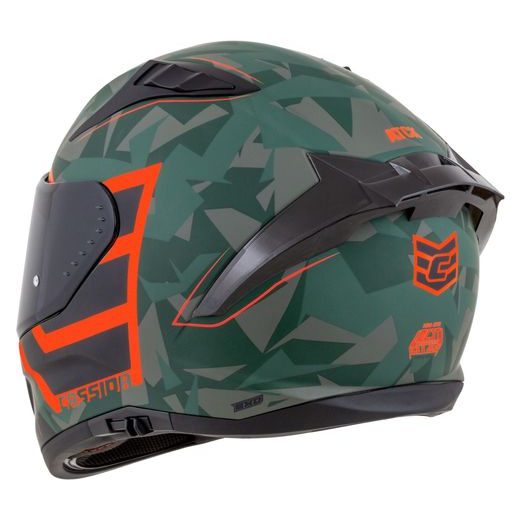 CASSIDA INTEGRÁLNÍ MOTO PŘILBA AERO ATCK ZELENÁ CAMO ČERNÁ ŠEDÁ ORANŽOVÁ