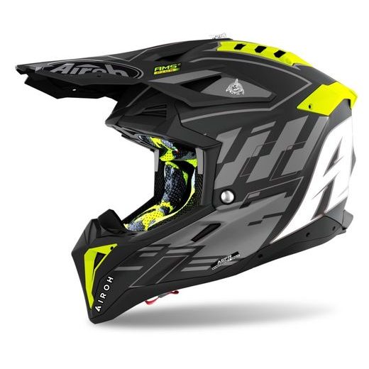 AIROH MOTOKROSOVÁ PŘILBA AVIATOR 3 RAMPAGE ČERNÁ ŽLUTÁ 