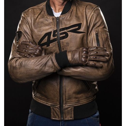 4SR PÁNSKÁ KOŽENÁ MOTO BUNDA BOMBER  HNĚDÁ 