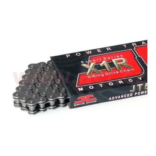 ŘETĚZ 525X1R, JT CHAINS (X-KROUŽEK, BARVA ČERNÁ, 108 ČLÁNKŮ, VČ. NÝTOVACÍ SPOJKY)