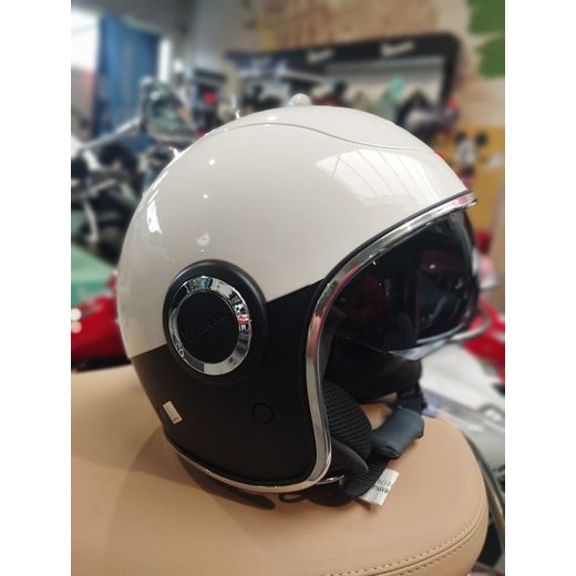 PŘILBA VESPA VJ BÍLÁ/ČERNÁ LESKLÁ