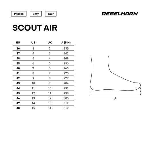BOTY REBELHORN KOŽENÉ SCOUT AIR ČERNÉ