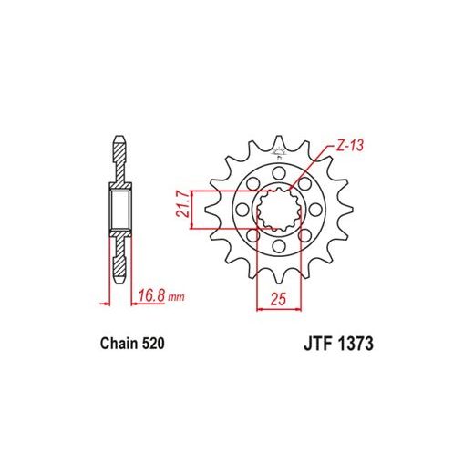 ŘETĚZOVÉ KOLEČKO PRO SEKUNDÁRNÍ ŘETĚZY TYPU 520, JT (17 ZUBŮ)