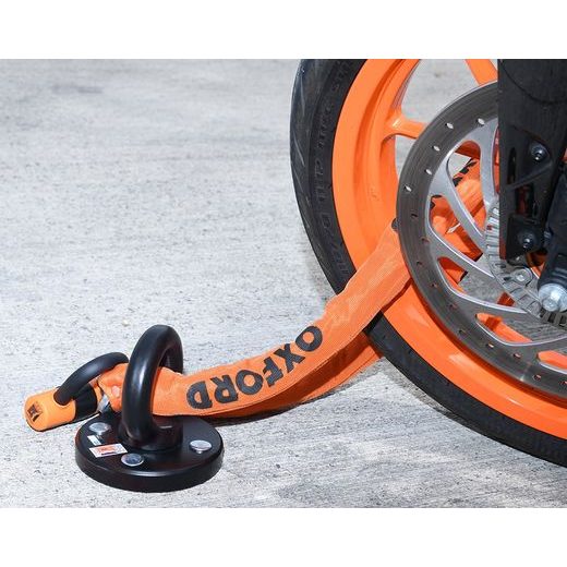 ŘETĚZOVÝ ZÁMEK NA MOTOCYKL HEAVY DUTY, OXFORD (ORANŽOVÝ PLÁŠŤ, DÉLKA 1,5 M)