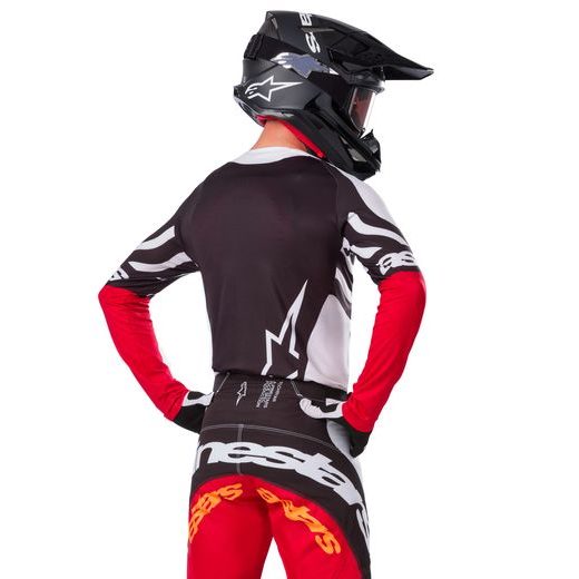 DRES TECHSTAR LIMITOVANÁ EDICE DEEP, ALPINESTARS (ČERNÁ/BÍLÁ/ČERVENÁ FLUO/ORANŽOVÁ) 2025