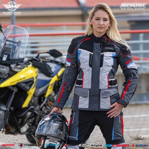 SPARK DÁMSKÁ TEXTILNÍ MOTO BUNDA VIOLA TRIKOLORA