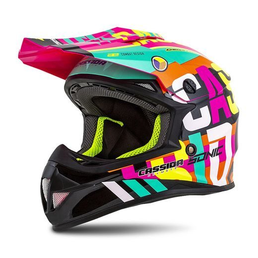 CASSIDA DĚTSKÁ MOTOCROSSOVÁ PŘILBA CROSS CUP SONIC MULTICOLOR