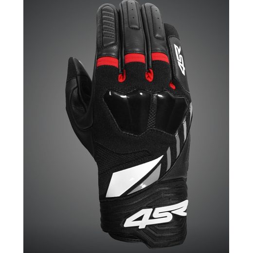 4SR PÁNSKÉ KOŽENO TEXTILNÍ MOTO RUKAVICE STUNT RED 