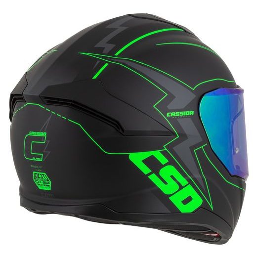 PŘILBA CASSIDA GT 2.1 FLASH (ČERNÁ MATNÁ/ZELENÁ FLUO/TMAVĚ ŠEDÁ) PLEXI S PŘÍPRAVOU PRO PINLOCK