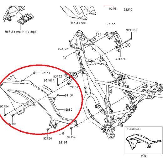 BOČNÍ PLAST U NÁDRŽE PRAVÝ NA KAWASAKI KLX230R