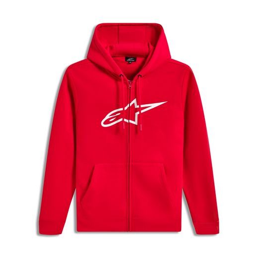 MIKINA AGELESS ZIP HOODIE 3, ALPINESTARS (ČERVENÁ/BÍLÁ)