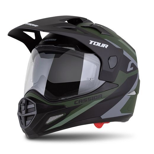 CASSIDA ENDURO MOTO PŘILBA  TOUR 2.0 X-TRA ZELENÁ MATNÁ ŠEDÁ ČERNÁ
