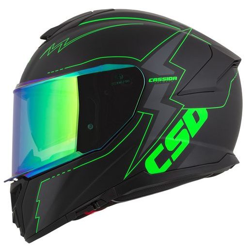 PŘILBA CASSIDA GT 2.1 FLASH (ČERNÁ MATNÁ/ZELENÁ FLUO/TMAVĚ ŠEDÁ) PLEXI S PŘÍPRAVOU PRO PINLOCK