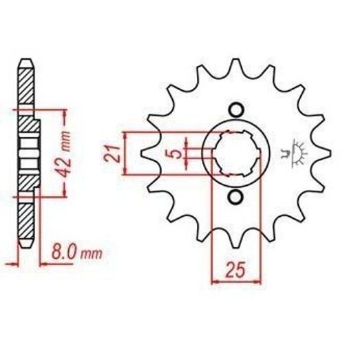 ŘETĚZOVÉ KOLEČKO PRO SEKUNDÁRNÍ ŘETĚZY TYPU 520, JT - ANGLIE (15 ZUBŮ)