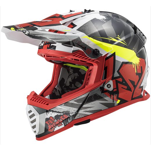 LS2 MOTOKROSOVÁ PŘILBA MX437 FAST EVO CRUSHER BLACK RED