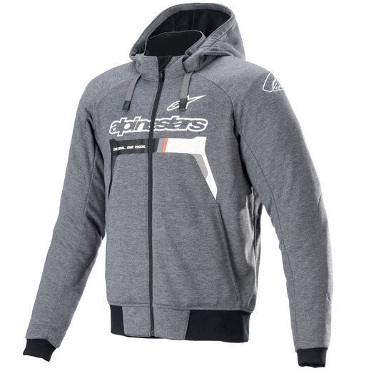BUNDA CHROME IGNITION HOODIE, ALPINESTARS (ŠEDÁ/BÍLÁ/ČERNÁ/ČERVENÁ)