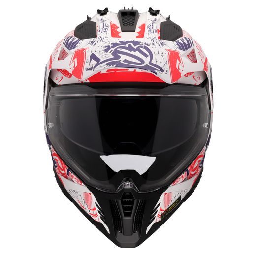 LS2 ENDURO MOTO PŘILBA MX702 PIONEER II FANTASY WHITE RED BLUE