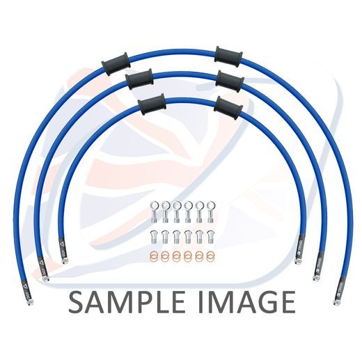 STANDARD HADICE PŘEDNÍ BRZDY SADA VENHILL POWERHOSEPLUS SUZ-4006F-SB (3 HADICE V SADĚ) MODRÉ HADICE, CHROMOVÉ KONCOVKY