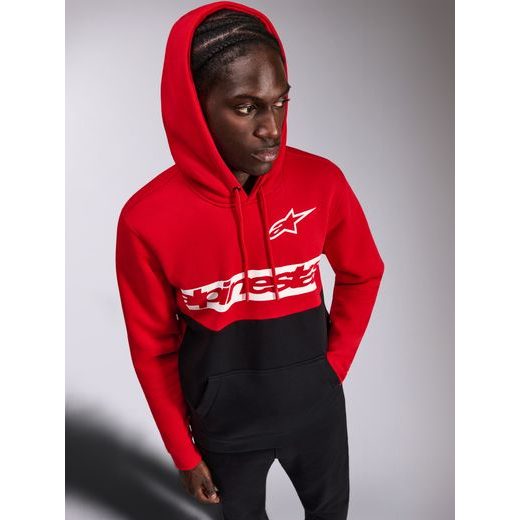 MIKINA PARALLEL HOODIE, ALPINESTARS (ČERVENÁ/ČERNÁ)