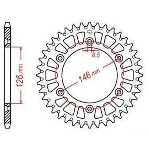 DURALOVÁ ROZETA PRO SEKUNDÁRNÍ ŘETĚZY TYPU 520, JT - ANGLIE (49 ZUBŮ)