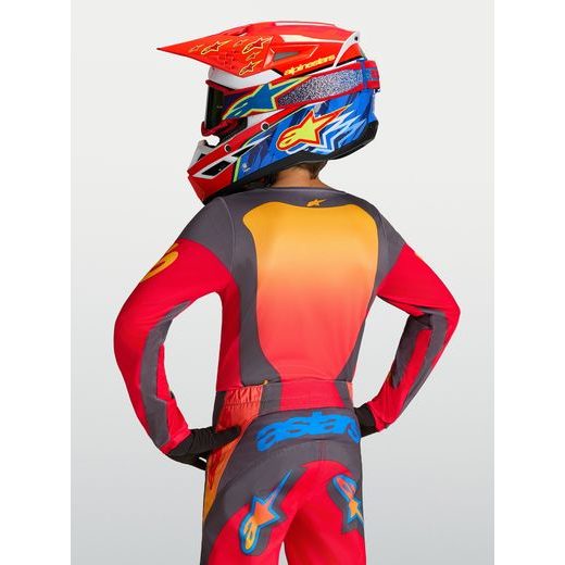 DRES RACER HUNT YOUTH, ALPINESTARS, DĚTSKÉ (ČERVENÁ/TMAVĚ ŠEDÁ/GRADIENT) 2027