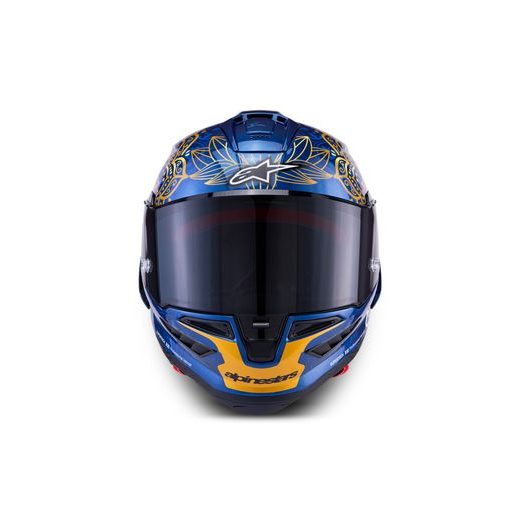PŘILBA SUPERTECH R10 MARTHAINATOR LIMITOVANÁ EDICE JORGE MARTIN, ALPINESTARS (MODRÁ PERLEŤ/ZLATÁ/ČERVENÁ) 2026