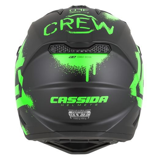 PŘILBA CROSS CUP 2 CREW JUNIOR, CASSIDA, DĚTSKÁ (ČERNÁ MATNÁ/ZELENÁ FLUO) 2026