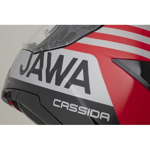 PŘILBA INTEGRAL GT 2.1 JAWA SPORT, CASSIDA (ČERNÁ/ČERVENÁ PERLEŤ/STŘÍBRNÁ)