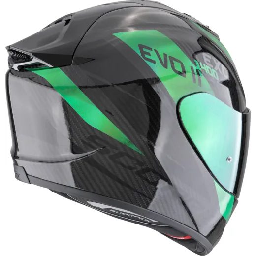 SCORPION INTEGRÁLNÍ MOTO PŘILBA EXO-1400 EVO II CARBON AIR PLATTED ČERNO ZELENÁ