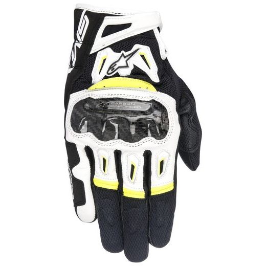 RUKAVICE SMX-2 AIR CARBON, ALPINESTARS (ČERNÉ/BÍLÉ/ŽLUTÉ FLUO)