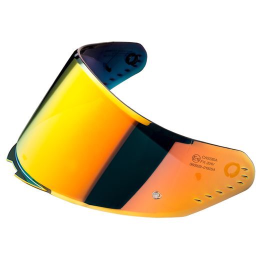 PLEXI PRO PŘILBY AERO S PŘÍPRAVOU PRO PINLOCK, CASSIDA - ČR (ZRCADLOVÉ ORANŽOVÉ REVO)