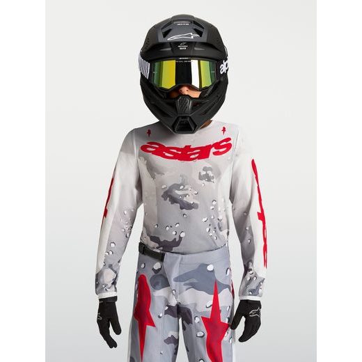 DRES FLUID LONE YOUTH, ALPINESTARS, DĚTSKÉ (ŠEDÁ CAMO/BÍLÁ/ČERVENÁ) 2027