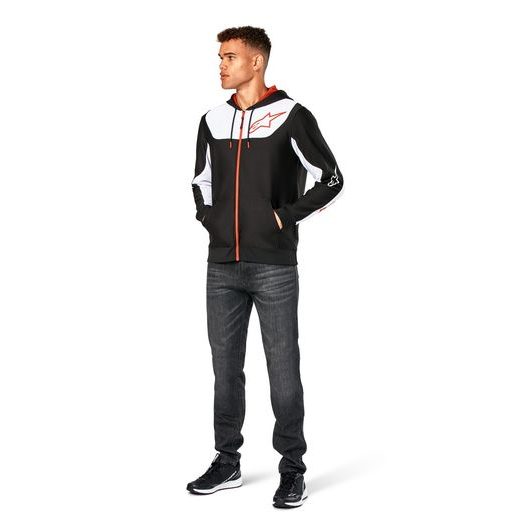 MIKINA SESSIONS 3 HOODIE, ALPINESTARS (ČERNÁ/BÍLÁ/ČERVENÁ)