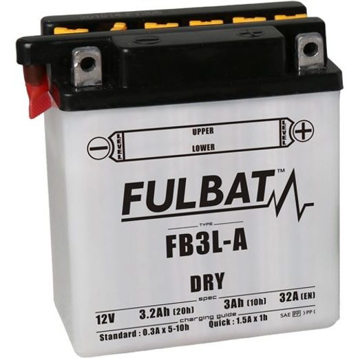 BATERIE 12V, YB3L-A, 3,2AH, 25A, KONVENČNÍ 98X56X110 FULBAT (VČ. BALENÍ ELEKTROLYTU)
