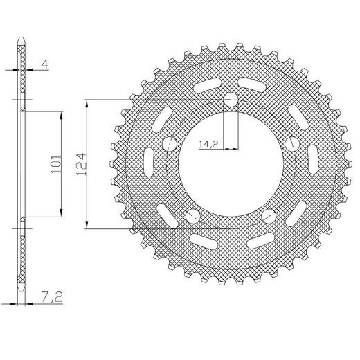 OCELOVÁ ROZETA PRO SEKUNDÁRNÍ ŘETĚZY TYPU 525, SUNSTAR (43 ZUBŮ)