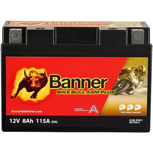 BATERIE GELOVÁ 12V, GT9B-4, 8AH, 115A, BANNER BIKE BULL GEL 150X69X105