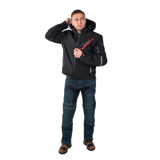 MBW PÁNSKÁ SOFTSHELL MOTO BUNDA S KAPUCÍ DENVER ČERNÁ