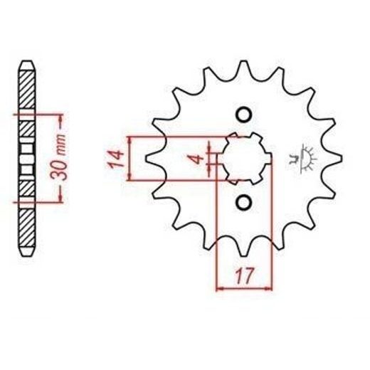 ŘETĚZOVÉ KOLEČKO PRO SEKUNDÁRNÍ ŘETĚZY TYPU 428, JT - ANGLIE (15 ZUBŮ)