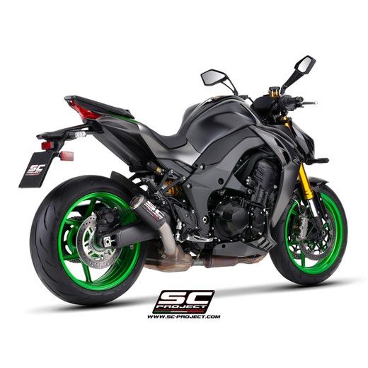 SC PROJECT KAWASAKI Z1100-SE 2026 VÝFUK Z UHLÍKOVÝCH VLÁKEN CR-T S MŘÍŽKOU PROTI KAMENŮM