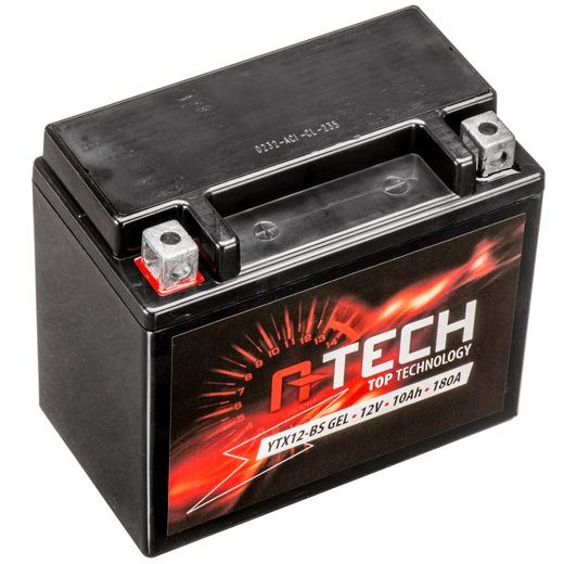 BATERIE 12V, YTX12-BS GEL, 10AH, 180A, BEZÚDRŽBOVÁ GEL TECHNOLOGIE 150X87X130 A-TECH (AKTIVOVANÁ VE VÝROBĚ)
