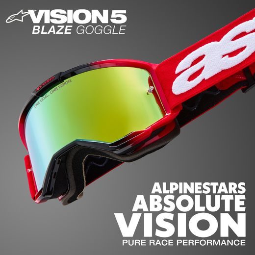BRÝLE VISION 5 BLAZE, ALPINESTARS (ŽLUTÁ FLUO/MODRÁ, ZRCADLOVÉ MODRÉ PLEXI) 2025