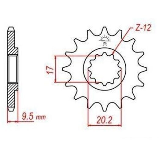 ŘETĚZOVÉ KOLEČKO PRO SEKUNDÁRNÍ ŘETĚZY TYPU 428, JT - ANGLIE (14 ZUBŮ)