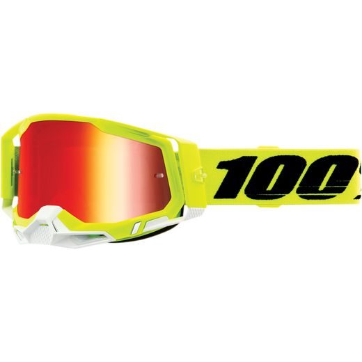 100% BRÝLE RACECRAFT 2 FLUO YELLOW ČERVENÉ CHROM SKLO
