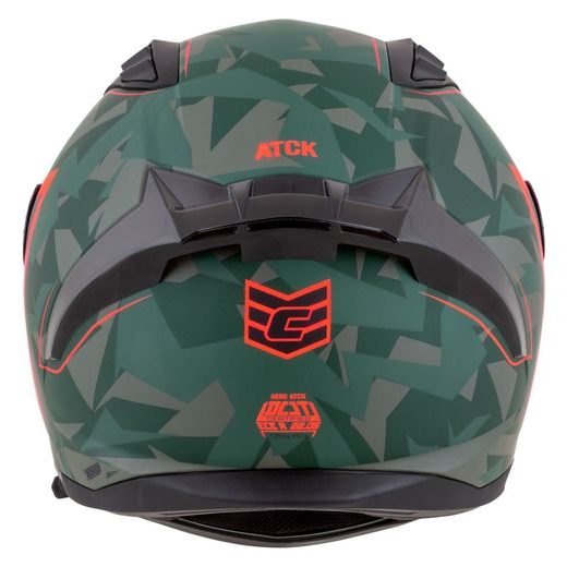 CASSIDA INTEGRÁLNÍ MOTO PŘILBA AERO ATCK ZELENÁ CAMO ČERNÁ ŠEDÁ ORANŽOVÁ