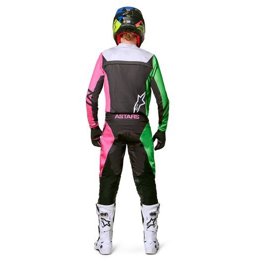 ALPINESTARS DĚTSKÉ KALHOTY RACER COMPASS (ČERNÁ/ZELENÁ NEON/RŮŽOVÁ FLUO)